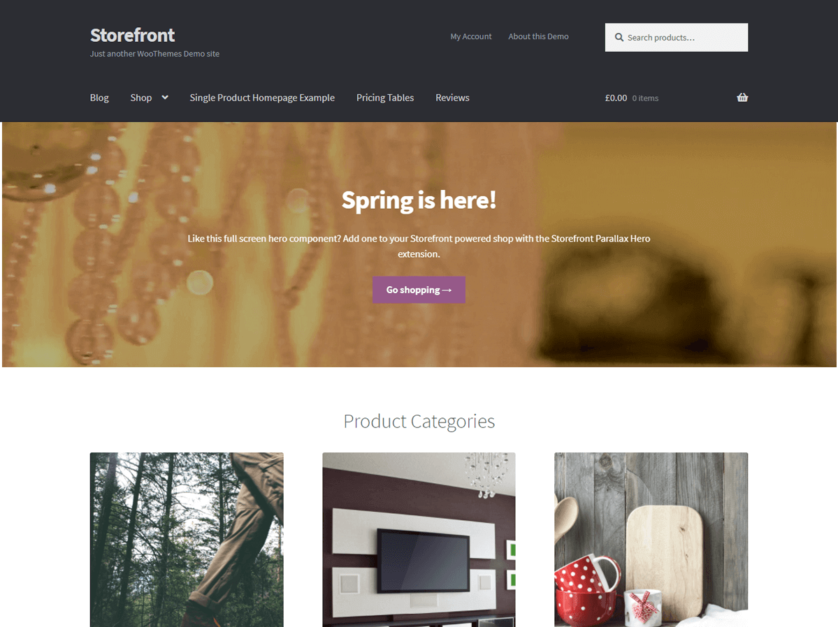 Storefront free ecommerce WordPress theme