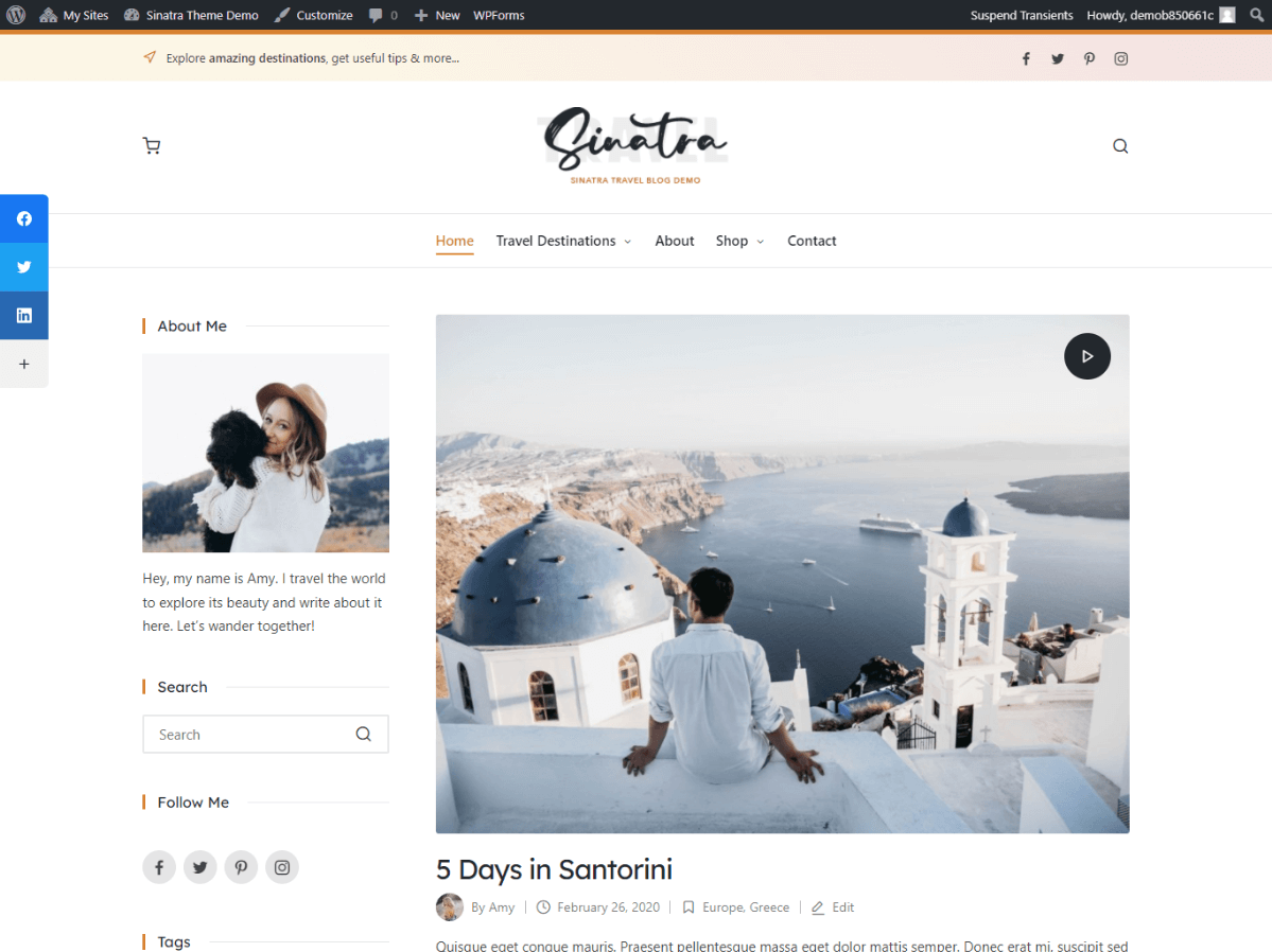 Sinatra free multipurpose WordPress Theme