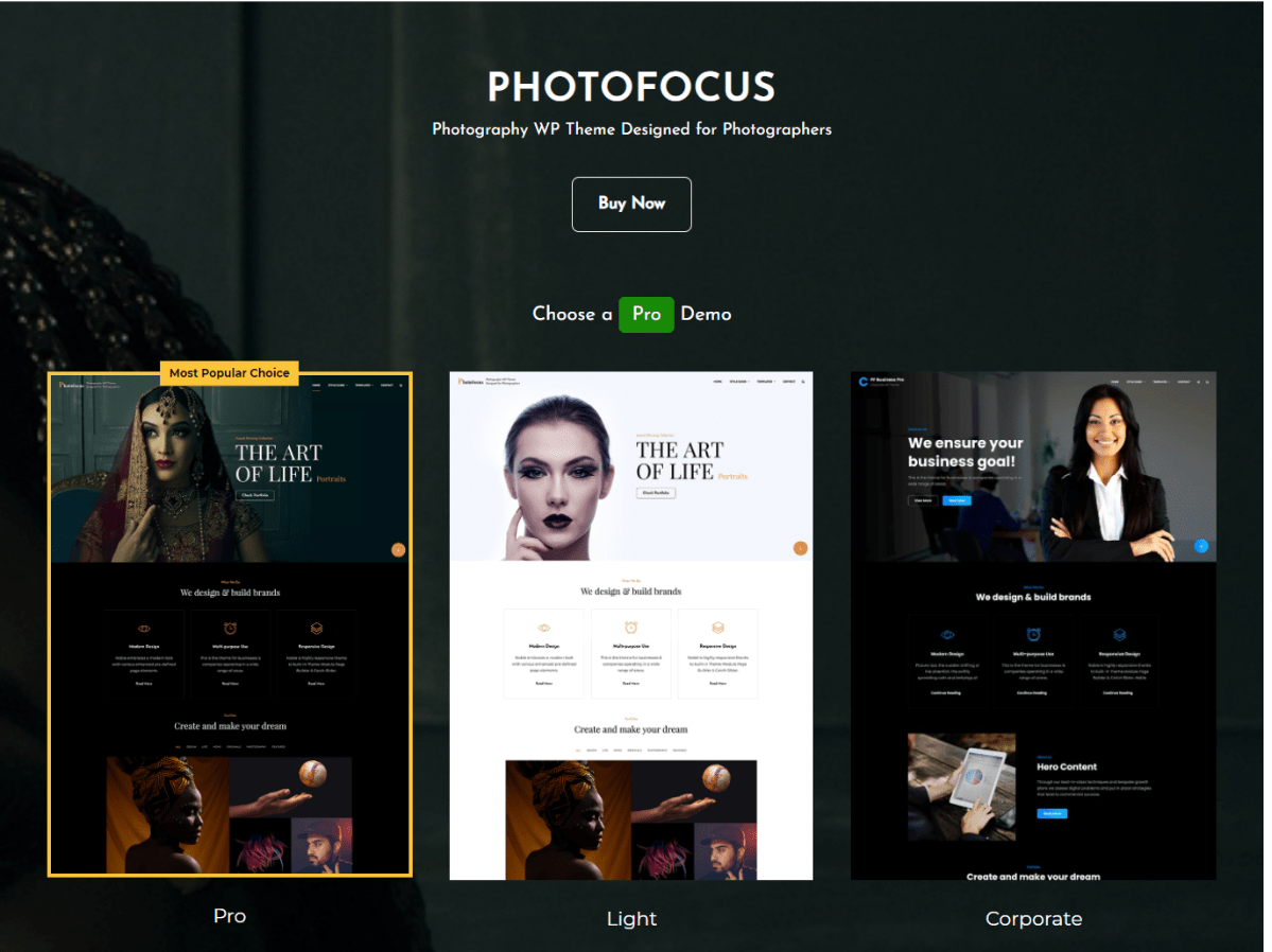 Photofocus free multipurpose photography WordPress theme