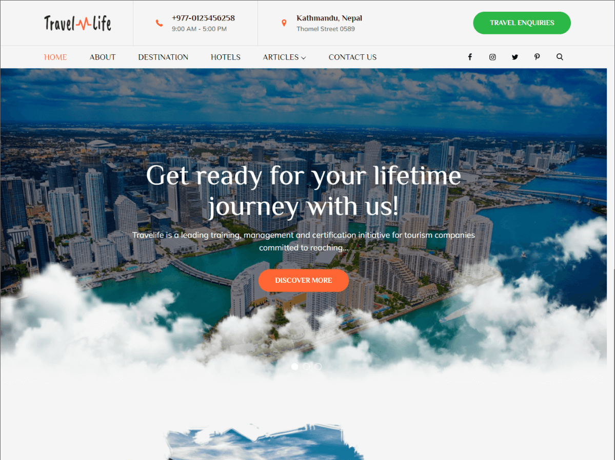 Travel Life free travel WordPress Theme