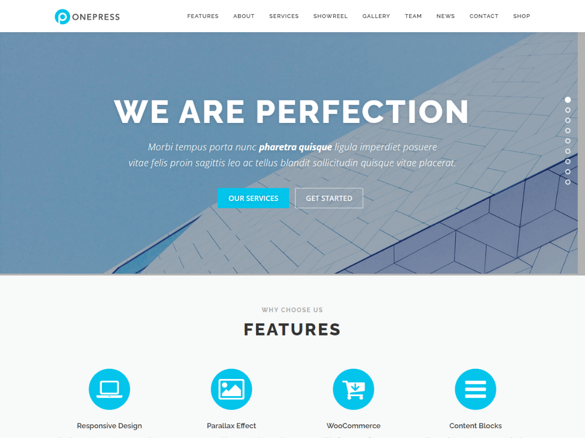 free one-page WordPress theme