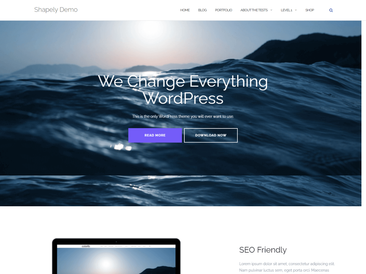 Shapely free multipurpose WordPress theme